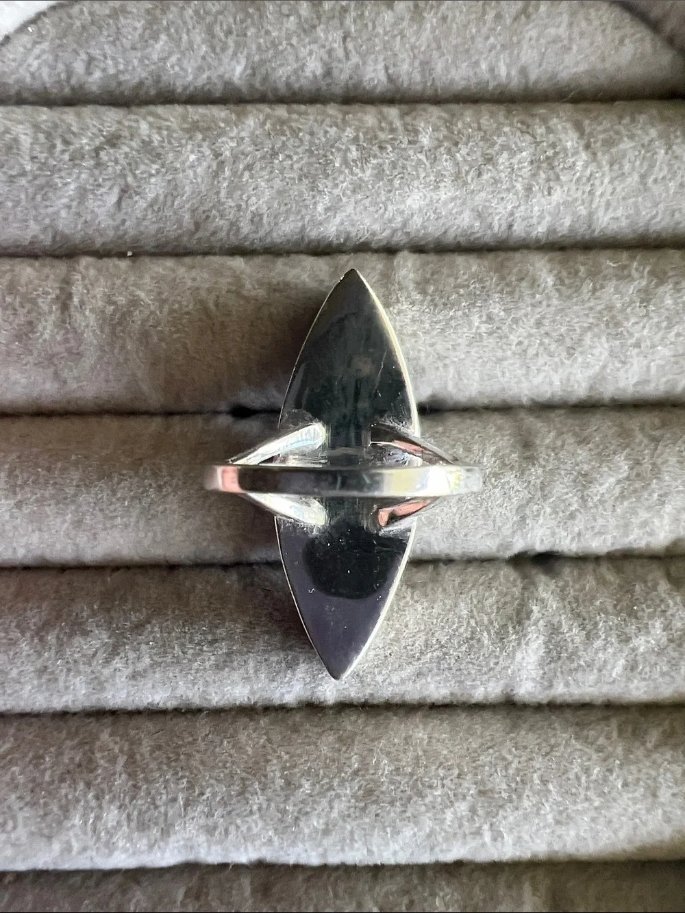 Sterling Silver Marquise Mother-of-Pearl Statement Ring - Gray Green